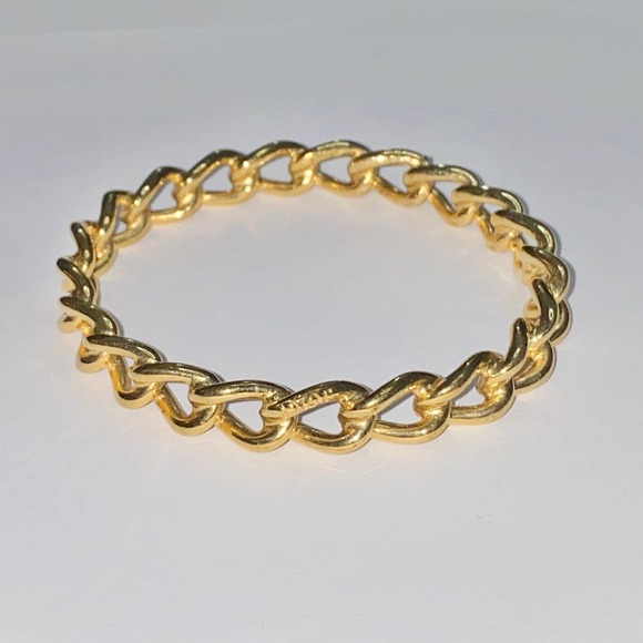 VTG Christian Dior Gold Tone Metal Chain Link Bangle Bracelet Signed - Picture 7 of 12